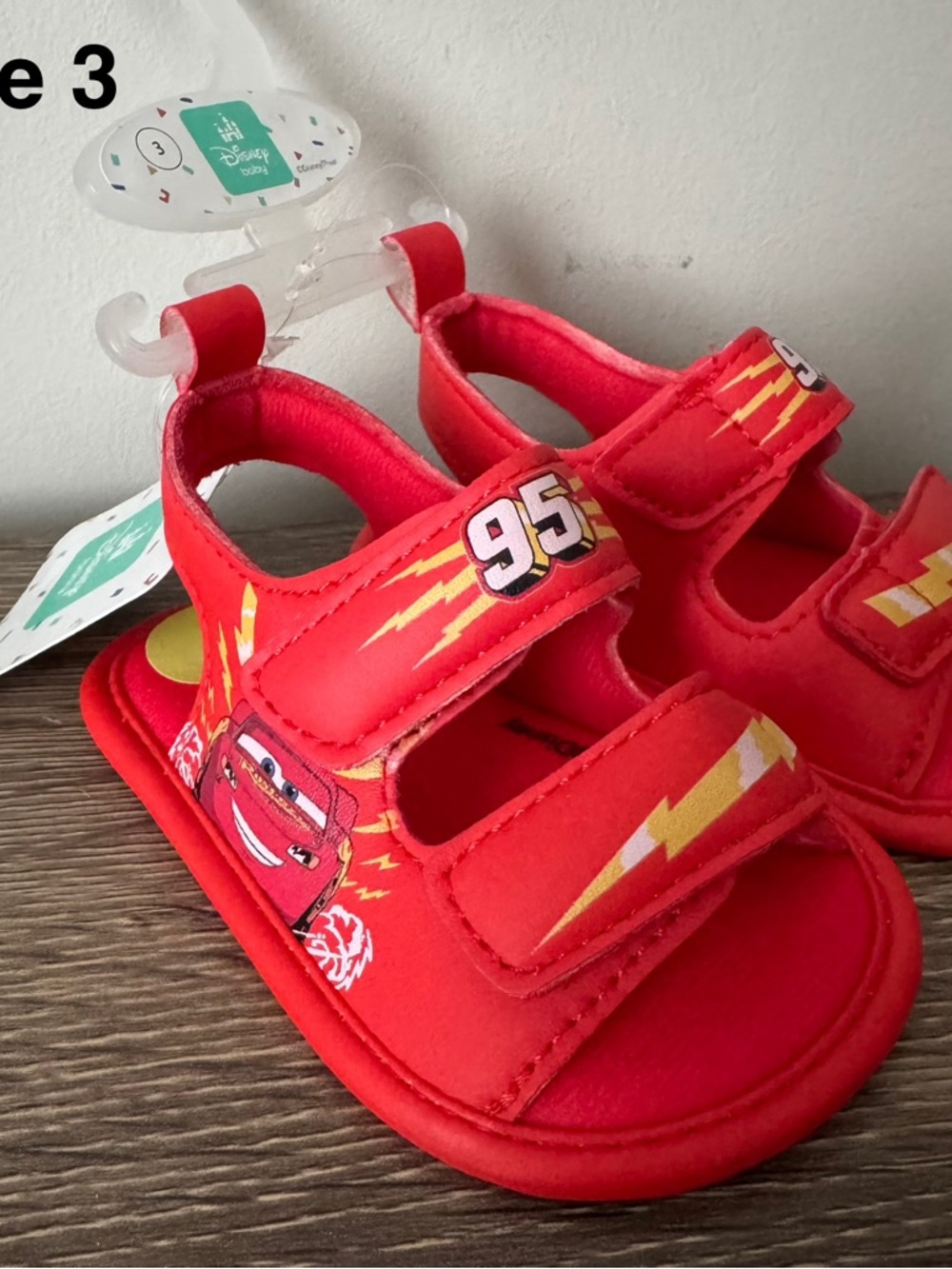 Disney Cars Lightning McQueen Baby Shoes Size 3 Boys Sandal NEW 95 Race Kachow - Picture 3 of 9